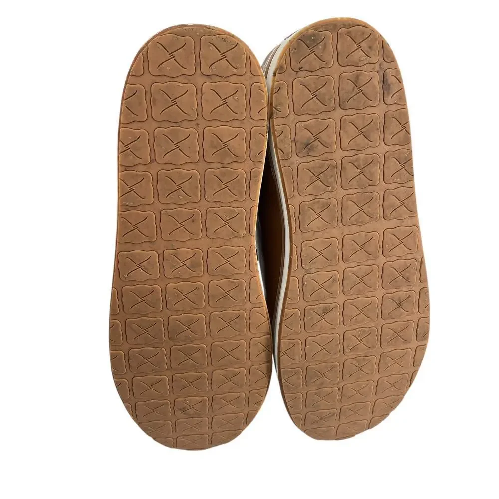 Twisted X Men's Kicks Tan Leather Shoes Size 10.5 Western Rice Husk Nylon Lace